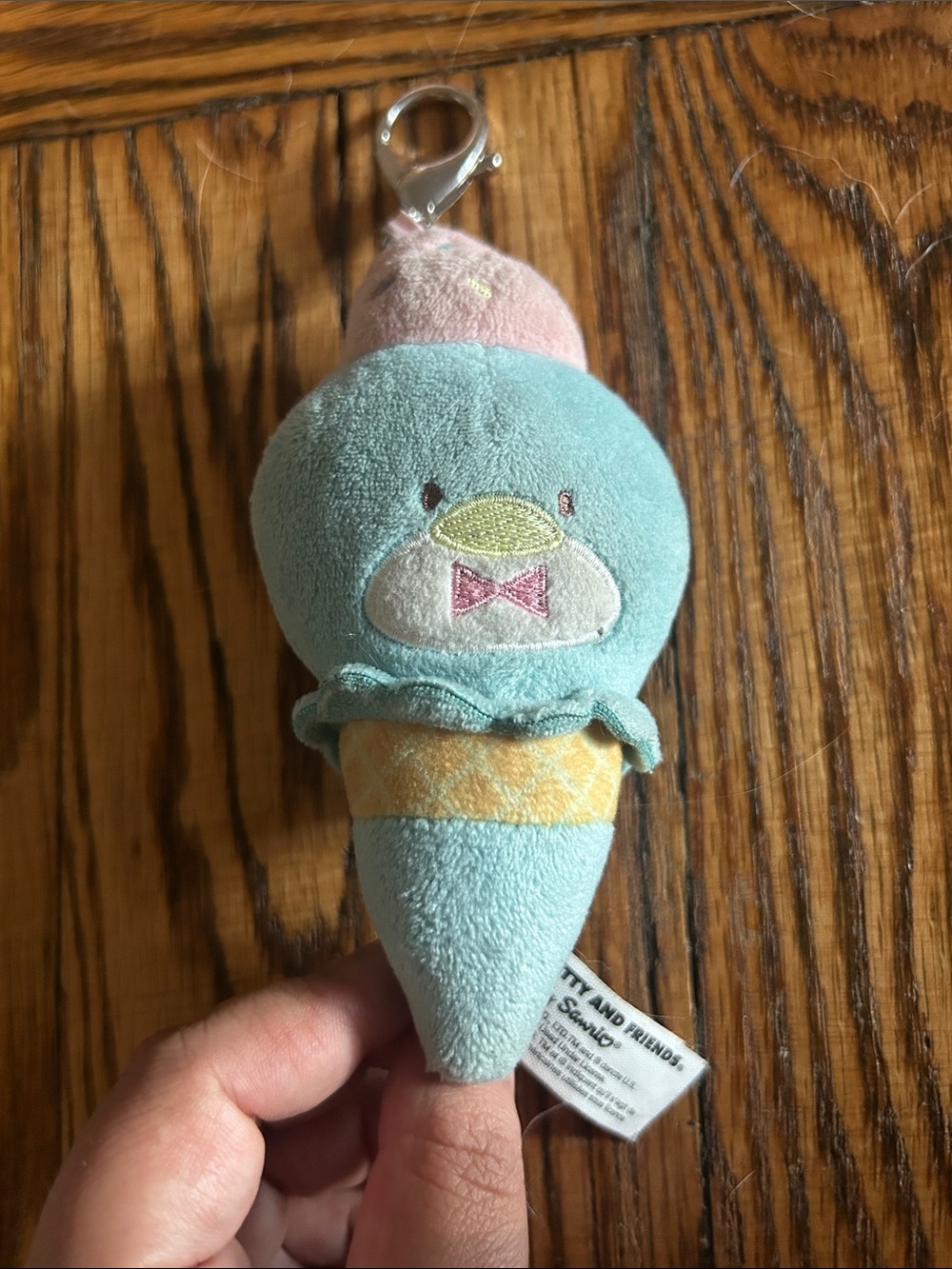 Hello Kitty Pastel Mint and Pink Ice Cream Plush Keychain